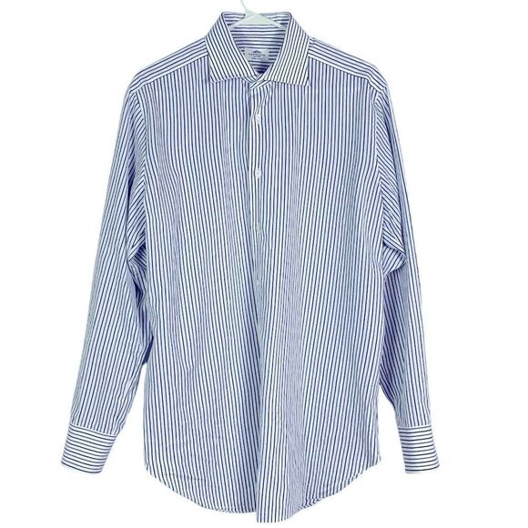 Castangia Mens Blue & White Striped Button-Down Shirt 100% Cotton, size 42/16.5 - Picture 1 of 12